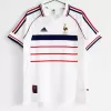 1998 France Away Retro Soccer Jersey White Blue Vintage