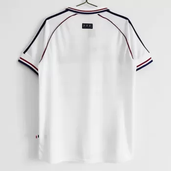 1998 France Away Retro Soccer Jersey White Blue Vintage 1998 France Away Retro Soccer Jersey White Blue Vintage