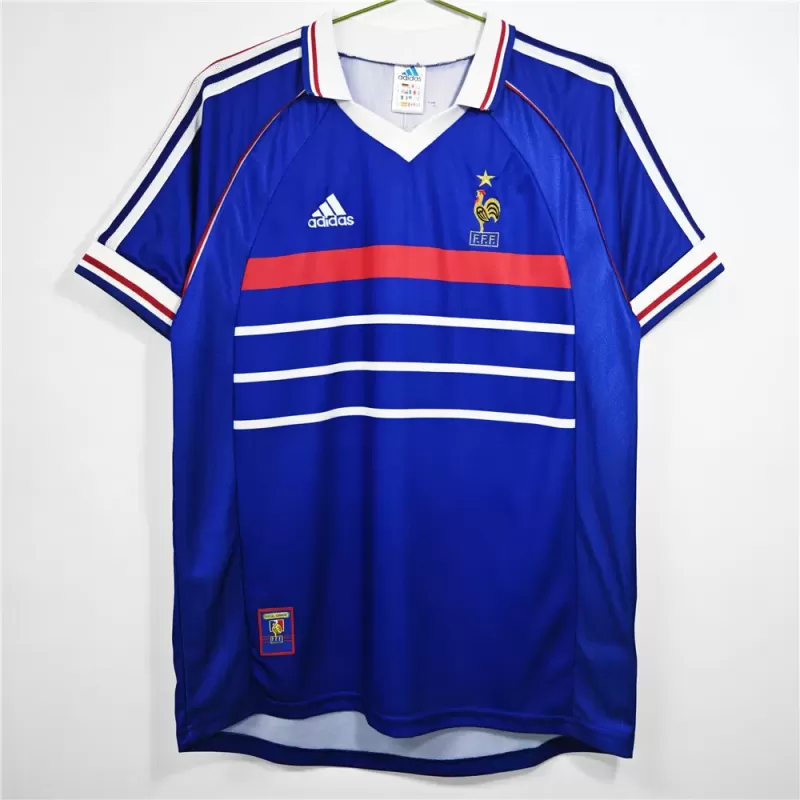 1998 France Home Retro Soccer Jersey Blue World Cup Classic
