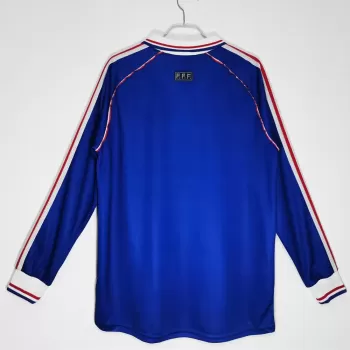 1998 France Home Retro Soccer Jersey Long Sleeve Blue 1998 France Home Retro Soccer Jersey Long Sleeve Blue