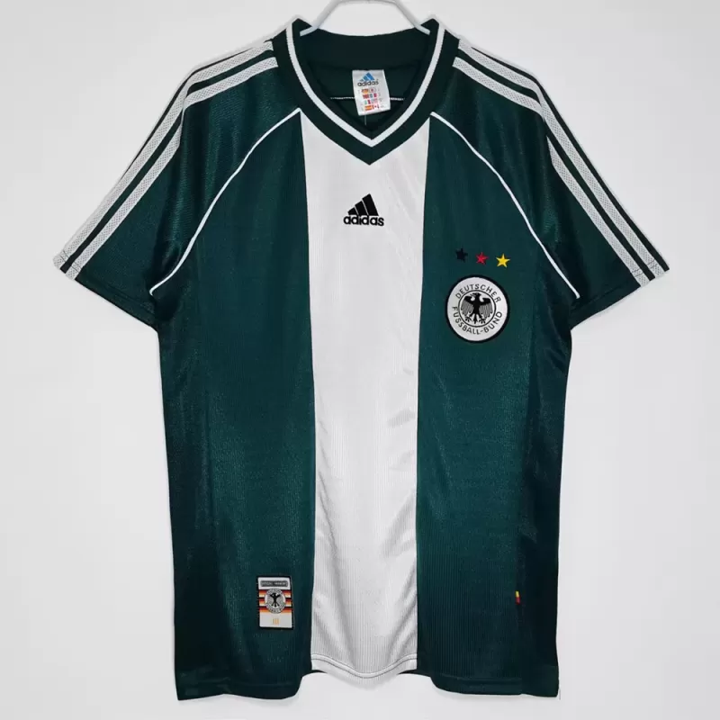 1998 Germany Away Retro Soccer Jersey Green White Vintage