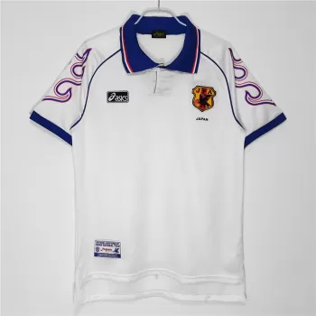 1998 Japan Away Retro Soccer Jersey White Flame Pattern Vintage