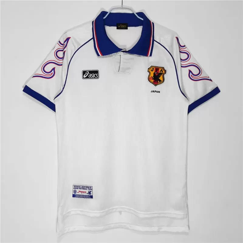 1998 Japan Away Retro Soccer Jersey White Flame Pattern Vintage
