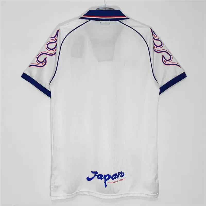1998 Japan Away Retro Soccer Jersey White Flame Pattern Vintage