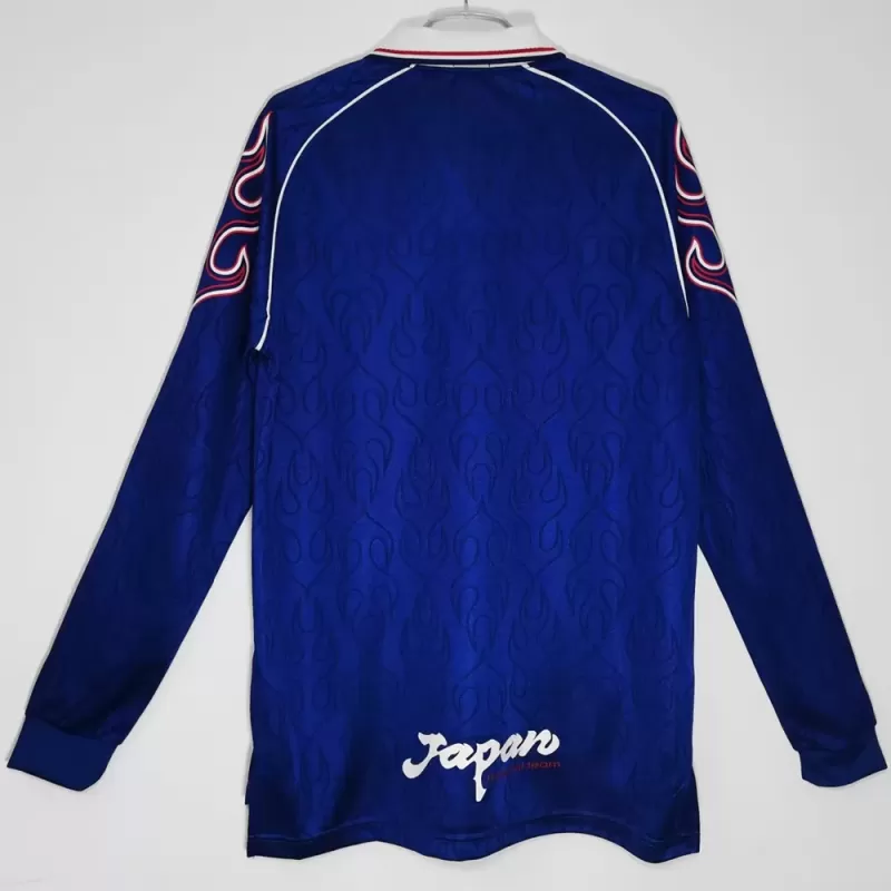 1998 Japan Home Retro Soccer Jersey Long Sleeve Blue Flame