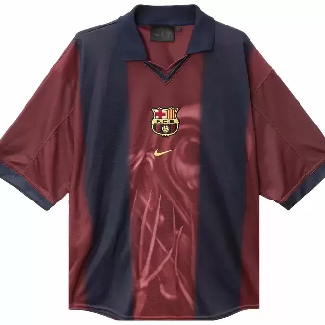 2000 2001 FC Barcelona X Travis Scott Mens Retro Home Skeleton Jersey 2000 2001 FC Barcelona X Travis Scott Mens Retro Home Skeleton Jersey