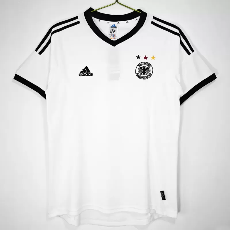 2002 2003 Germany Home Retro Soccer Jersey White Black Vintage 2002 2003 Germany Home Retro Soccer Jersey White Black Vintage