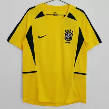 2002 Brazil Home Retro Soccer Jersey Yellow Ronaldo Era
