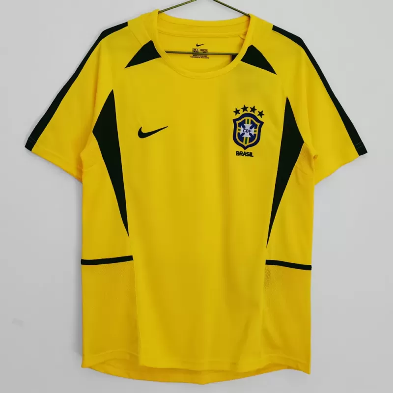 2002 Brazil Home Retro Soccer Jersey Yellow Ronaldo Era