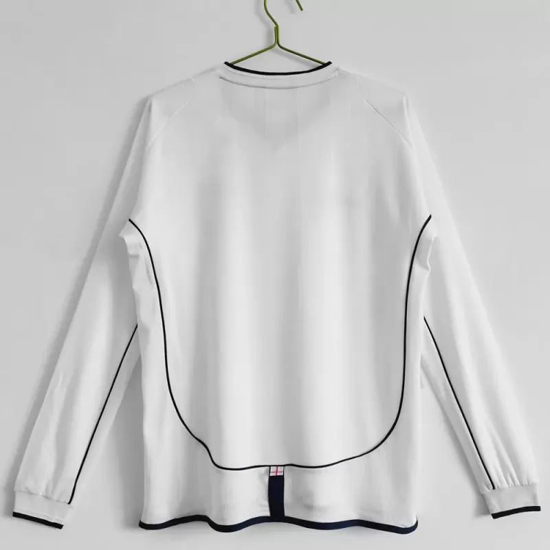 2002 England Home Retro Soccer Jersey Long Sleeve White 2002 England Home Retro Soccer Jersey Long Sleeve White
