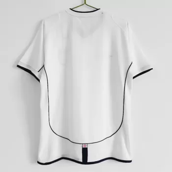 2002 England Home Retro Soccer Jersey White Red Stripe