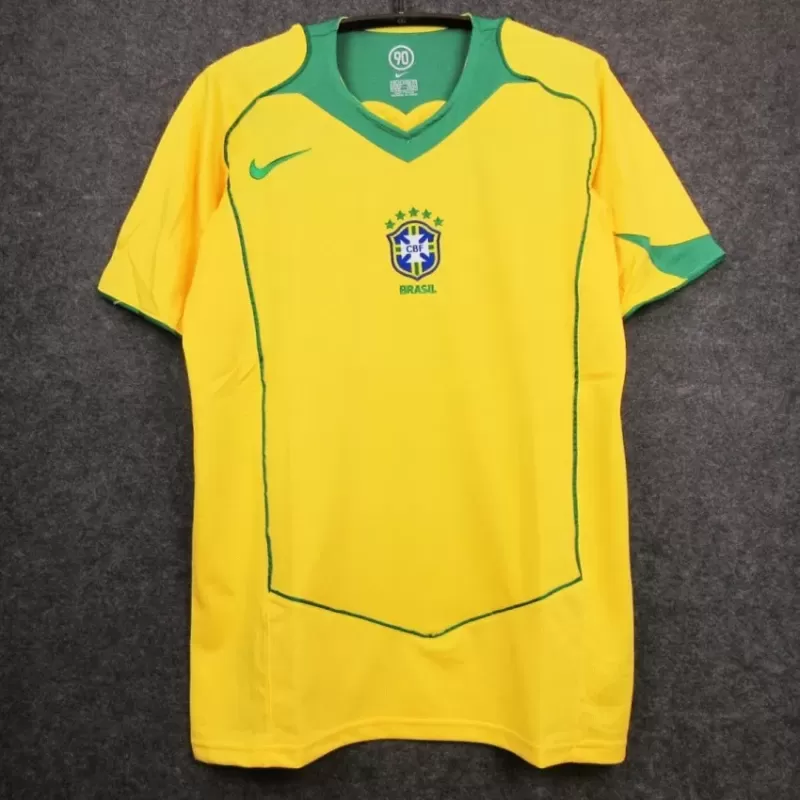 2004 Brazil Home Retro Soccer Jersey Total 90 Style