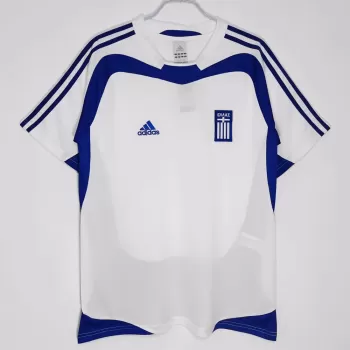 2004 Greece Away Retro Soccer Jersey White European Champions