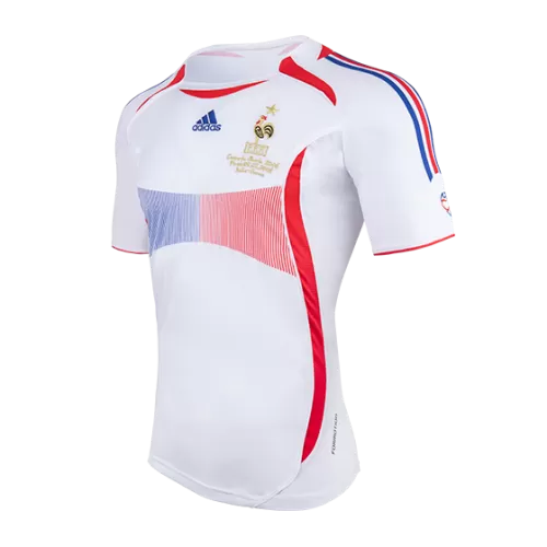 2006 France Away Retro Soccer Jersey White Blue Gradient