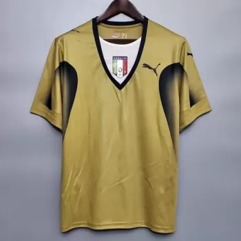 2006 Italy Home Retro Soccer Jersey Buffon Goalkeeper Gold