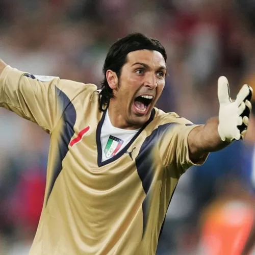 2006 Italy Home Retro Soccer Jersey Buffon Goalkeeper Gold