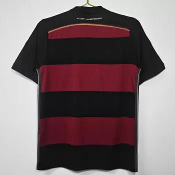 2014 Germany Away Retro Soccer Jersey Black Red Striped Kit