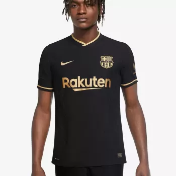 2020 2021 FC Barcelona Mens Away Authentic Soccer Jersey Black Gold
