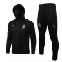 2021 2022 Olympique de Marseille Mens Black Hooded Training Soccer Tracksuit Kit
