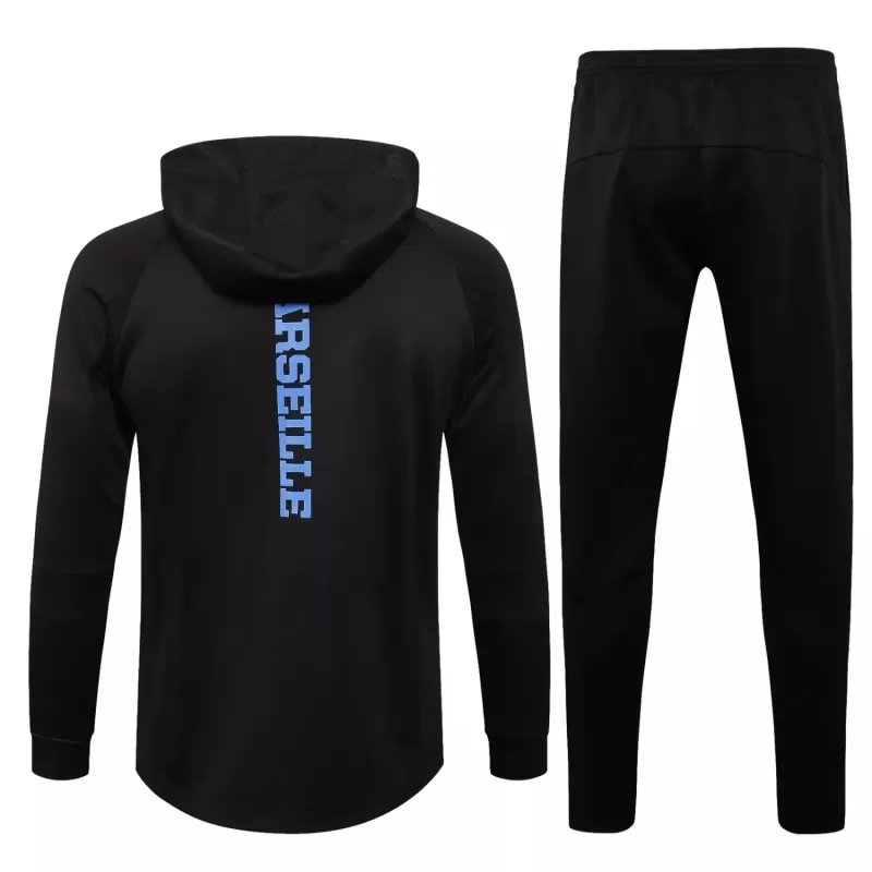 2021 2022 Olympique de Marseille Mens Black Hooded Training Soccer Tracksuit Kit 2021 2022 Olympique de Marseille Mens Black Hooded Training Soccer Tracksuit Kit