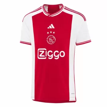 2023 2024 Ajax Mens Home Soccer Jersey Red White Pinstripe