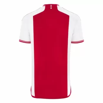 2023 2024 Ajax Mens Home Soccer Jersey Red White Pinstripe