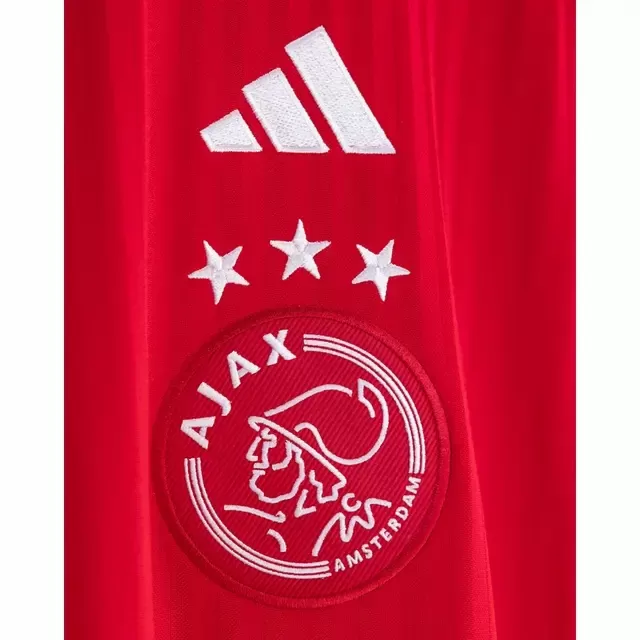 2023 2024 Ajax Mens Home Soccer Jersey Red White Pinstripe