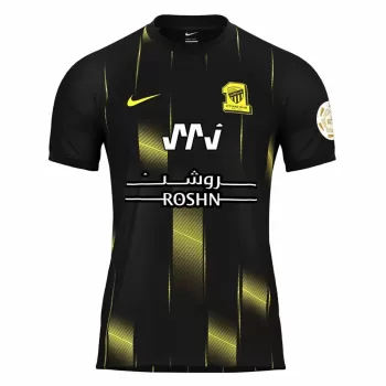 2023 2024 Al-Ittihad Club Mens Third Soccer Jersey Black Stripes
