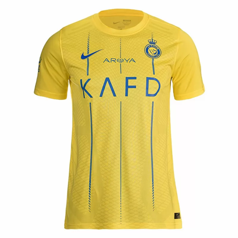 2023 2024 Al Nassr FC Mens Home Soccer Jersey Yellow Blue 2023 2024 Al Nassr FC Mens Home Soccer Jersey Yellow Blue