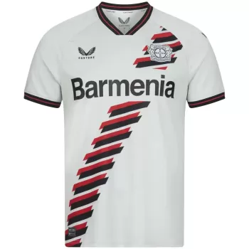2023 2024 Bayer 04 Leverkusen Mens Away Soccer Jersey Grey Red