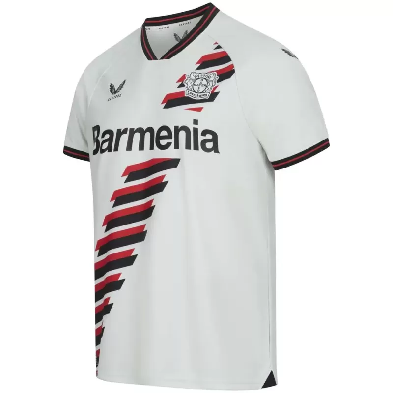 2023 2024 Bayer 04 Leverkusen Mens Away Soccer Jersey Grey Red 2023 2024 Bayer 04 Leverkusen Mens Away Soccer Jersey Grey Red