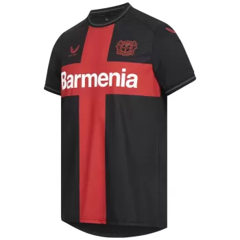 2023 2024 Bayer 04 Leverkusen Mens Home Soccer Jersey Red Cross