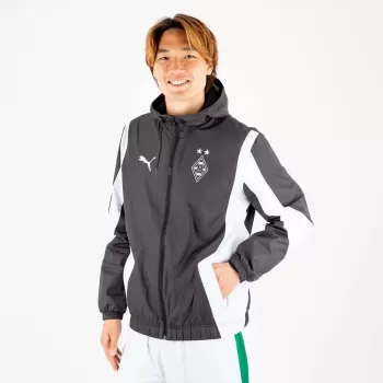 2023 2024 Borussia Monchengladbach Mens Pre-Match Soccer Jacket Black