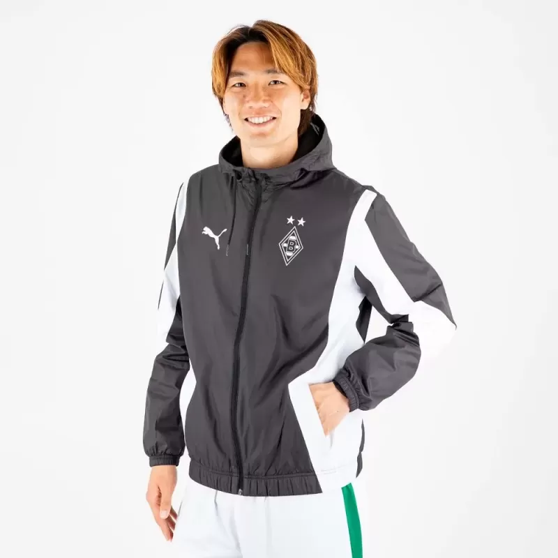 2023 2024 Borussia Monchengladbach Mens Pre-Match Soccer Jacket Black