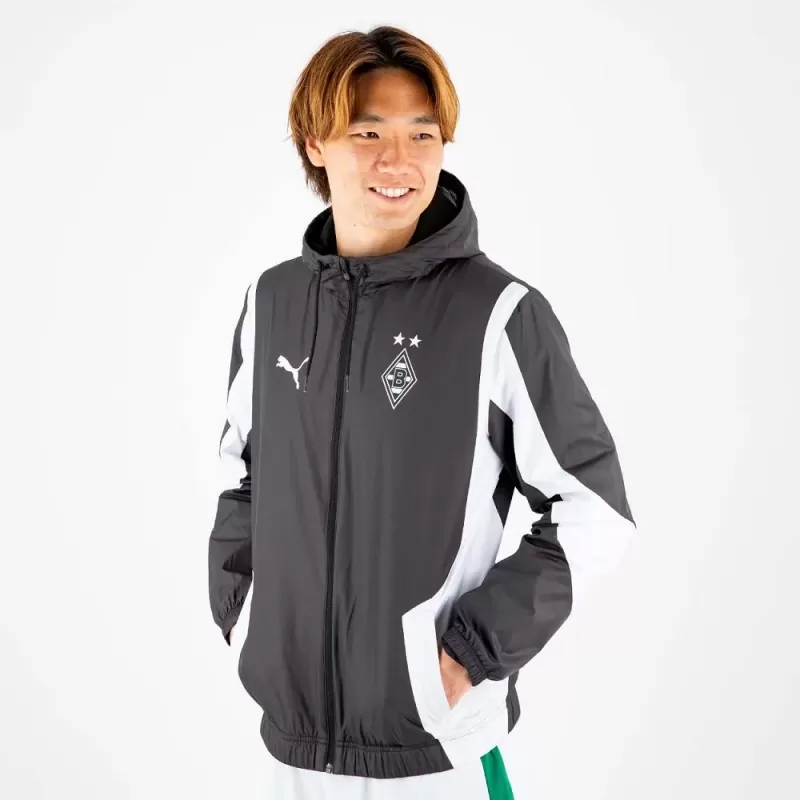 2023 2024 Borussia Monchengladbach Mens Pre-Match Soccer Jacket Black