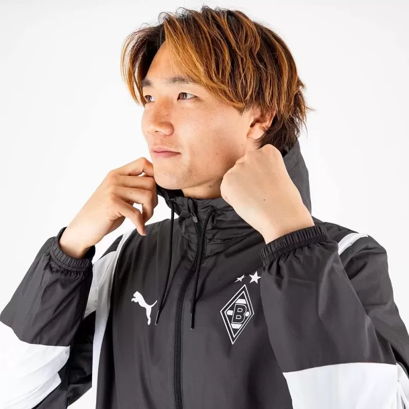 2023 2024 Borussia Monchengladbach Mens Pre-Match Soccer Jacket Black