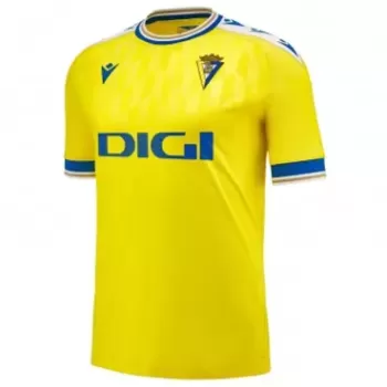 2023 2024 Cadiz CF Mens Home Soccer Jersey Yellow Blue Tiled Design