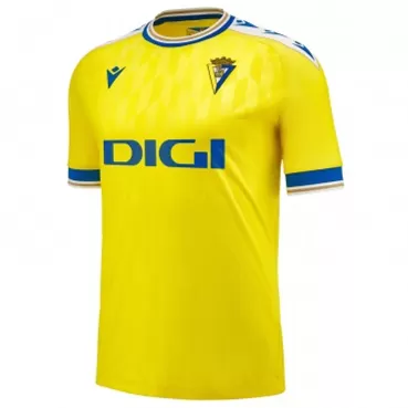 2023 2024 Cadiz CF Mens Home Soccer Jersey Yellow Blue Tiled Design