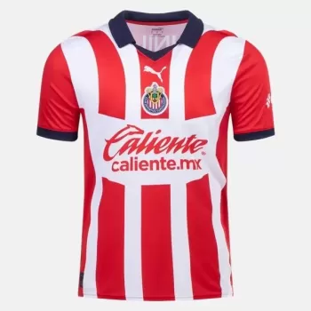 2023 2024 Chivas Mens Home Soccer Jersey Red White Stripes