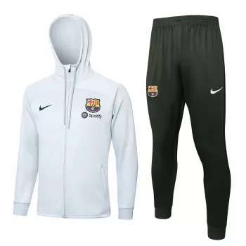 2023 2024 FC Barcelona Beige Hooded Presentation Soccer Tracksuit Kit