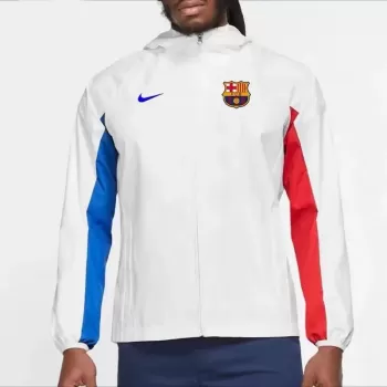 2023 2024 FC Barcelona Mens AWF Raglan Hoodie Soccer Jacket White
