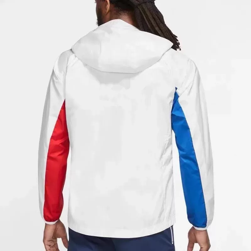 2023 2024 FC Barcelona Mens AWF Raglan Hoodie Soccer Jacket White 2023 2024 FC Barcelona Mens AWF Raglan Hoodie Soccer Jacket White