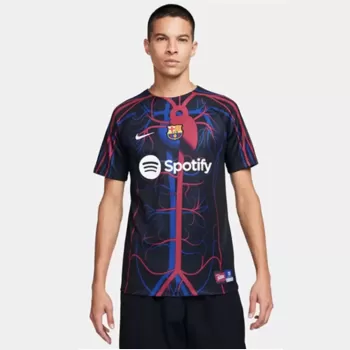 2023 2024 FC Barcelona Mens Pre Match Soccer Jersey Heart Graphic Black