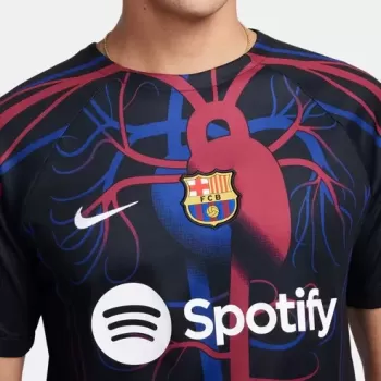 2023 2024 FC Barcelona Mens Pre Match Soccer Jersey Heart Graphic Black