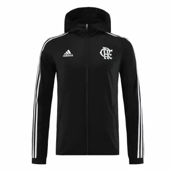 2023 2024 Flamengo Mens Black Full Zip Hooded Windrunner Soccer Jacket