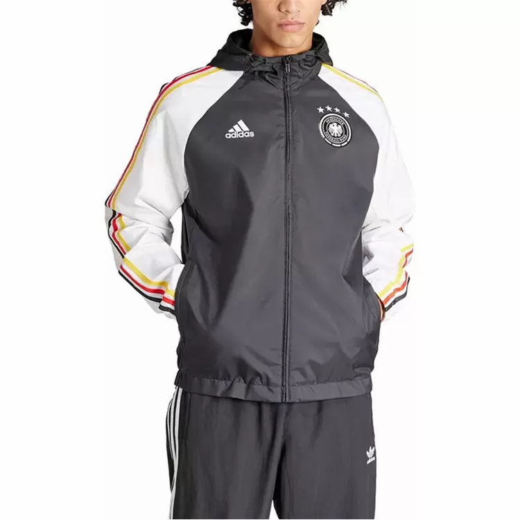 2023 2024 Germany DNA Black Windbreaker Soccer Jacket Hooded 2023 2024 Germany DNA Black Windbreaker Soccer Jacket Hooded