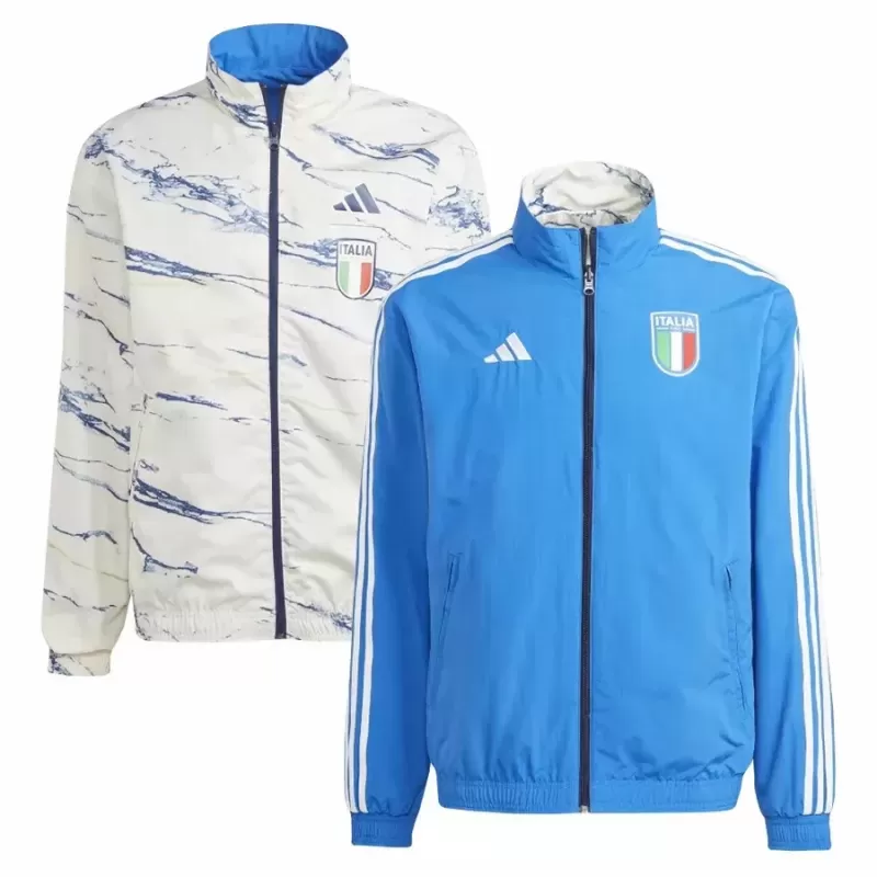 2023 2024 Italy Mens Reversible Anthem Soccer Jacket Blue White