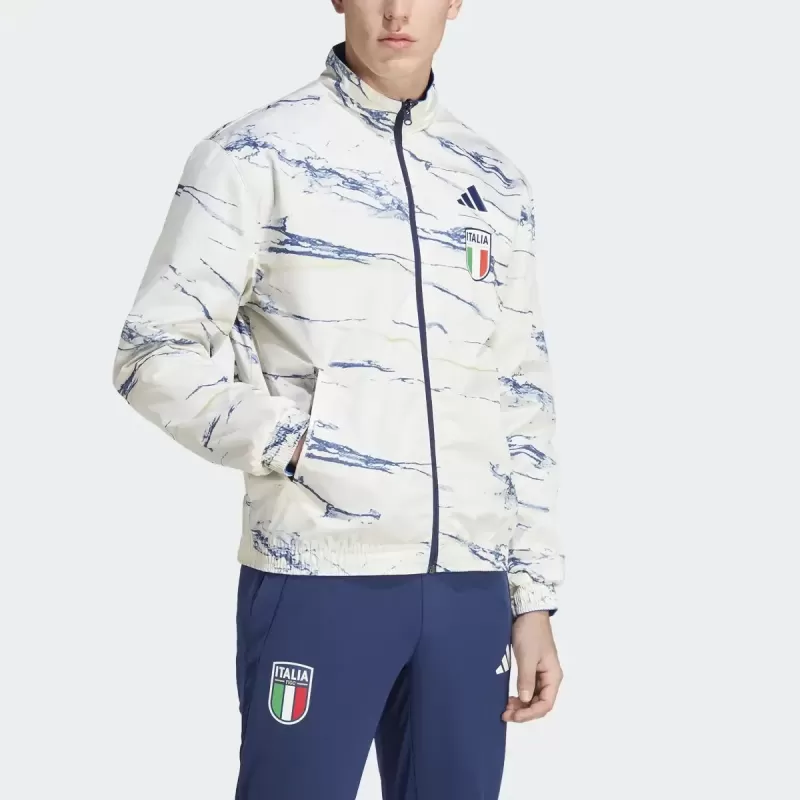 2023 2024 Italy Mens Reversible Anthem Soccer Jacket Blue White