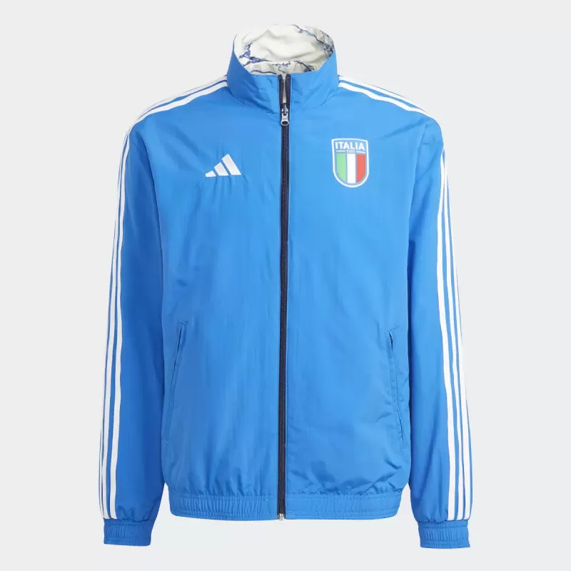 2023 2024 Italy Mens Reversible Anthem Soccer Jacket Blue White