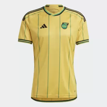 2023 2024 Jamaica Mens Home Soccer Jersey Gold Pinstripe